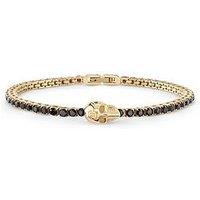 Philipp Plein Tennis, Ip Gold Tone Black Crystal Skull Bracelet