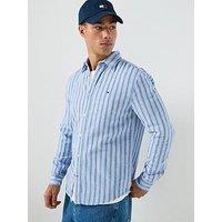 Tommy Jeans Regular Fit Linen Mix Striped Shirt - Blue Twilight Stripes