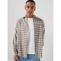 Tommy Jeans Relaxed Linen Blend Check Shirt - Grey