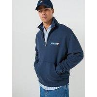 Tommy Jeans Back Graphic Relaxed Half Zip Sweatshirt - Dark Night Navy