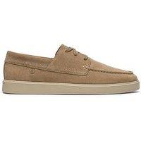 Clarks Lockford Boat Suede Shoe - Beige