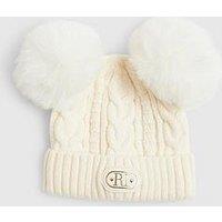 River Island Baby Unisex Double Pom Pom Beanie Hat - Cream