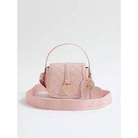 River Island Older Girls Heart Monogram Cross Body Bag - Pink