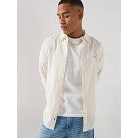 Tommy Jeans Linen Blend Plain Shirt - Ecru