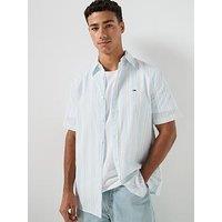 Tommy Jeans Regular Fit Seersucker Striped Shirt - Sweet Blue Stripe