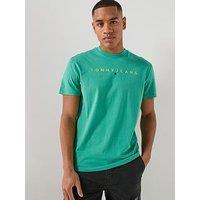 Tommy Jeans Regular Fit Linear Logo T-Shirt - Bahama Green