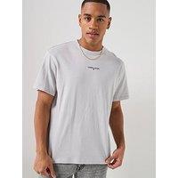 Tommy Jeans Relaxed Linear Logo T-Shirt - Grey