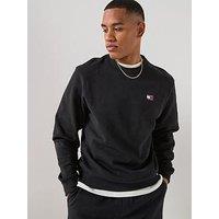 Tommy Jeans Regular Fit Badge Crew Sweater - Black
