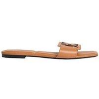 Calvin Klein Square Flat Sandal Emblem - Beige