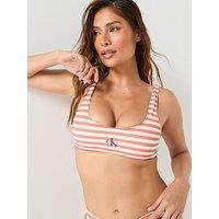 Calvin Klein Stripe Bikini Top- Swimwear - Orange