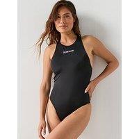 Calvin Klein Scoop Back One Piece Swimsuit - Black