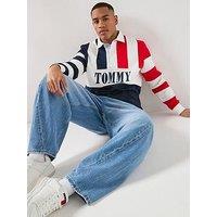 Tommy Jeans Relaxed Archive Rugby Long Sleeve Polo Shirt - Dark Night Navy