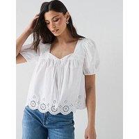 Levi'S Darling Short Sleeve Cutwork Blouse - White