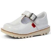 Kickers Kick T Bar Patent Leather Shoe - White