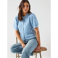 Levi'S Pauline Pointelle Short Sleeve Cardigan - Blue