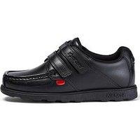Kickers Youth Fragma Twin Velcro Leather Shoe - Black