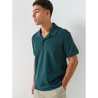 Calvin Klein Jeans Micro Waffle Open Collar Polo Shirt - Dark Teal