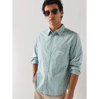 Calvin Klein Jeans Stripe Washed Oxford Relaxed Shirt - Wild Green