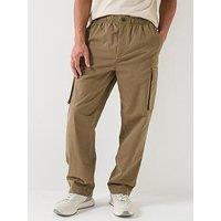 Calvin Klein Jeans Relaxed Straight Cotton Cargo Trousers - Capers