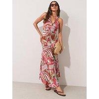 The Very Collection Halter V Neck Printed Midaxi Dress - Print