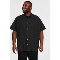 Jack & Jones Plus Breeze Linen Blend Shirt Short Sleeve Shirt - Black