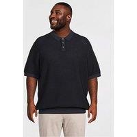 Jack & Jones Plus Premium Kingsley Knitted Polo Shirt - Navy