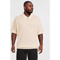 Jack & Jones Plus Premium Kingsley Knitted Polo Shirt - Beige
