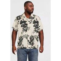 Jack & Jones Plus Premium Venice Short Sleeve Printed Shirt - White/Black