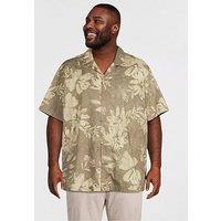 Jack & Jones Plus Premium Venice Short Sleeve Printed Shirt - Khaki