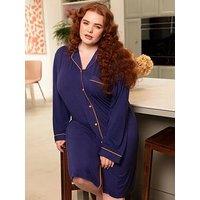 Cyberjammies Indigo Navy Revere Jersey Long Sleeve Nightshirt - Dark Blue
