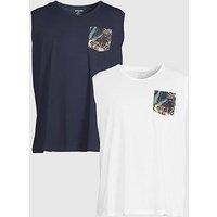 Jack & Jones Plus Honolulu 2 Pack Tank T-Shirts - Multi