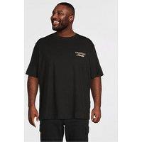 Jack & Jones Plus Norrebro Back Print Typo T-Shirt - Black