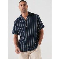 Jack & Jones Coba Stripe Short Sleeve Resort Shirt - Sky Captain