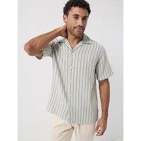 Jack & Jones Coba Stripe Short Sleeve Resort Shirt - Beige