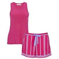 Cyberjammies Chloe Pink Jersey Bus Vest & Printed Stripe Shorts Set - Pink