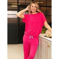 Cyberjammies Chloe Pink Slouch Jersey Cap Sleeve Pyjama Set - Pink
