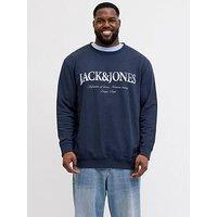Jack & Jones Plus Devin Daytona Crew Sweat - Navy