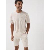 Jack & Jones Archive Graphic Short Sleeve T-Shirt And Shorts Set - Beige