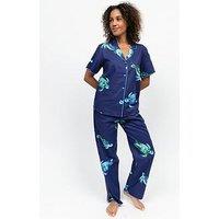 Cyberjammies Ashley Navy Big Turtle Print Short Sleeve Pyjama Set - Navy