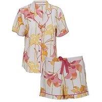Cyberjammies Amelia Coral Pink Floral Short Sleeve Shorts Pyjama Set - Coral