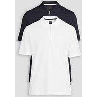 Jack & Jones Short Sleeve Zip Polo 2Pk - White