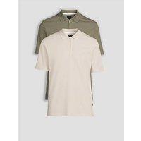 Jack & Jones Short Sleeve Zip Polo 2Pk - Green