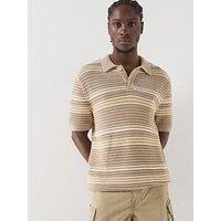 Levi'S Terrace Stripe Knitted Polo Top - Khaki/Beige