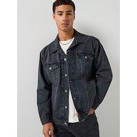 Levi'S Relaxed Fit Stripe Denim Trucker Jacket - Black