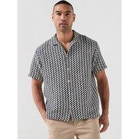 Jack & Jones Montauk Short Sleeve Crochet Shirt - Navy