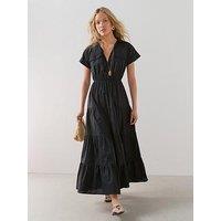The Very Collection Cotton Tiered Midaxi Dress - Black