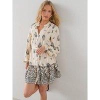 The Very Collection Printed Button Through Mini Dress - Print