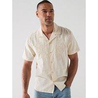 Levi'S Sunset Embroidered Linen Mix Relaxed Fit Short Sleeve Shirt - Beige