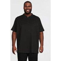 Jack & Jones Plus Austin Zip Polo Shirt - Black