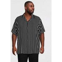 Jack & Jones Plus Jeff Resort Stripe Shirt - Black
